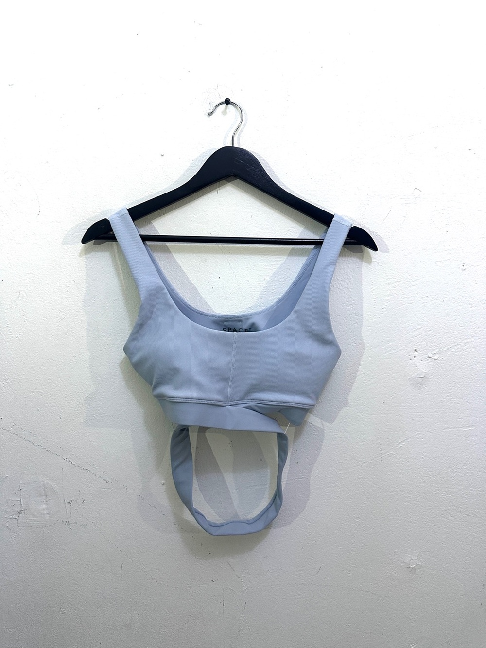 L*SPACE XS Active Bikini Top Light Blue Strappy Back Sports Bra Swimwear